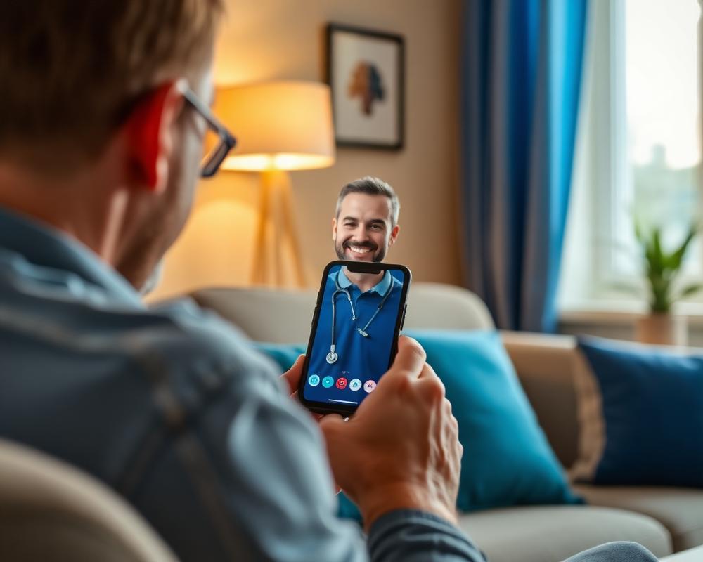 Paciente em consulta por vídeo com um médico pelo celular